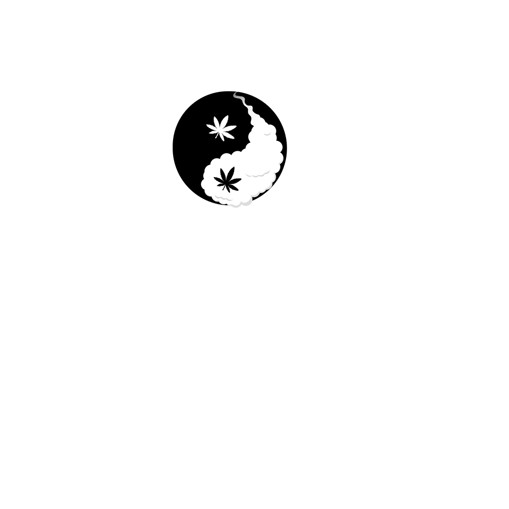 LUA Hemp logo, Lua Hemp, Yin Yang, cloud of smoke, puff, smoke, vape, white letters